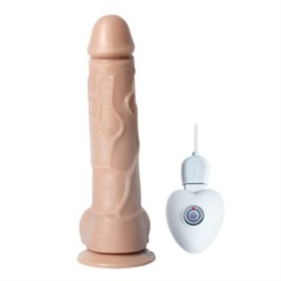 10 Titreşimli Oynar Başlı USB Şarjlı 20 cm Teknolojik Vibratör Penis - Super Man L