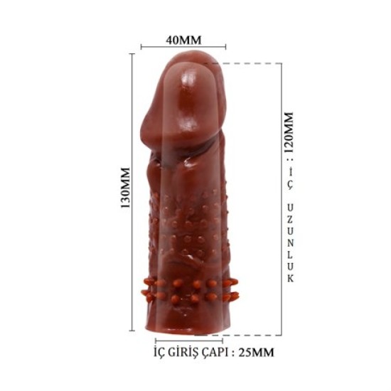 13 cm Klitoral Uyarıcılı Tırtıklı Penis Kılıfı