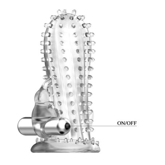 14 cm Titreşimli Şeffaf Tırtıklı Penis Kılıfı