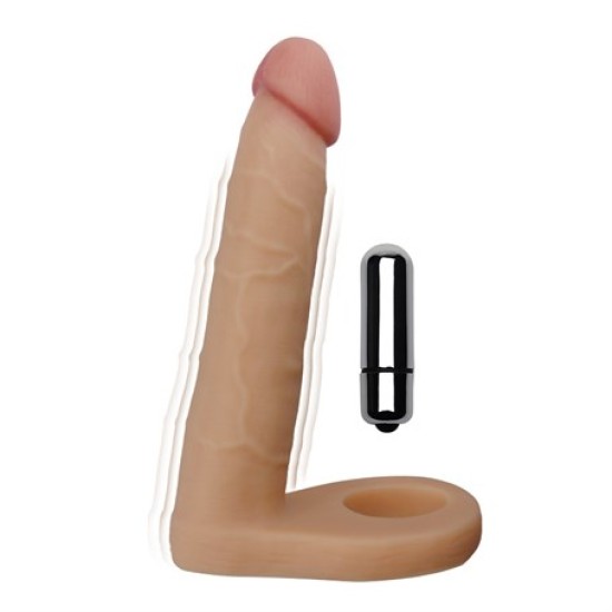 16 cm Realistik Titreşimli Anal Dildo & Penis Halkası