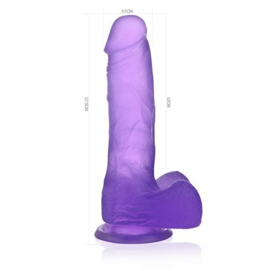 17,5 cm Belden Bağlamalı Şeffaf Realistik Damarlı Vantuzlu Mor Dildo Penis