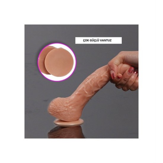 18 cm 360° Oynar Başlı Titreşimli Vibratör Realistik Penis Dildo - Parker