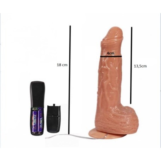 18 cm 360° Oynar Başlı Titreşimli Vibratör Realistik Penis Dildo - Parker