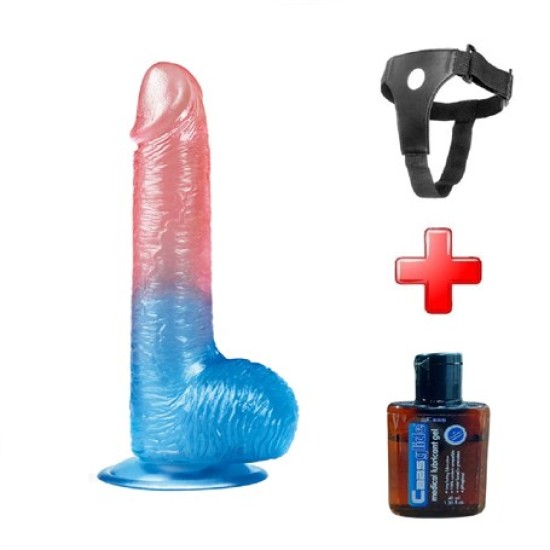 19 cm Belden Bağlamalı Çift Renkli Realistik Vantuzlu Dildo Penis