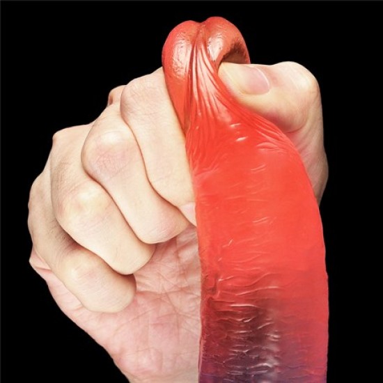 19 cm Çift Renkli Realistik Vantuzlu Dildo Penis