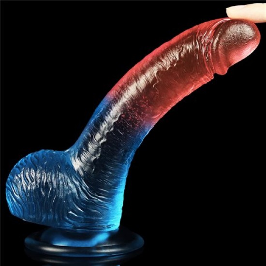 19 cm Çift Renkli Realistik Vantuzlu Dildo Penis