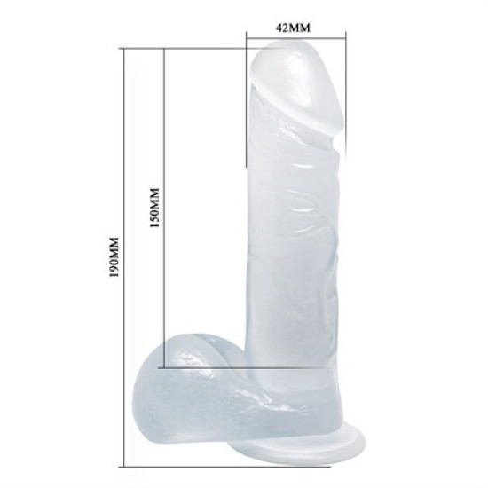 19 cm Belden Bağlamalı Şeffaf Realistik Damarlı Vantuzlu Dildo Penis