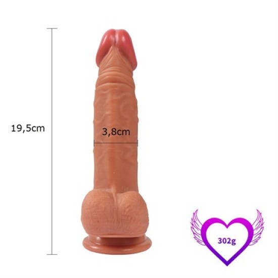 19,5 cm Yeni Nesil Çift Katmanlı Realistik Vantuzlu Dildo Penis - Evan