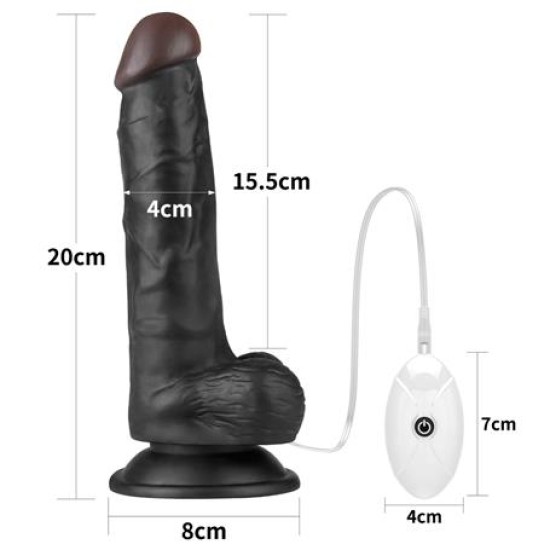 20 cm Belden Bağlamalı İçi Dolu Titreşimli Zenci Strapon Dildo