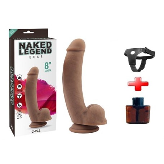 20,5 cm Belden Bağlamalı Gerçekçi Melez Dildo Penis -Boss