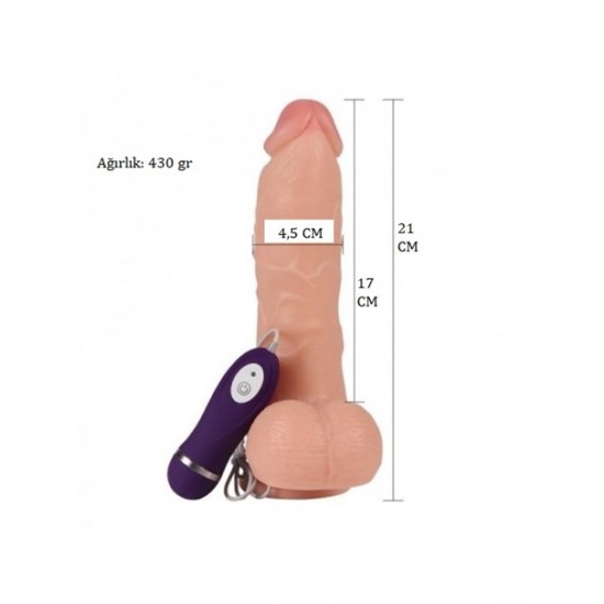 21 cm Gerçekçi Titreşimli Dildo Vibratör Penis - Adam