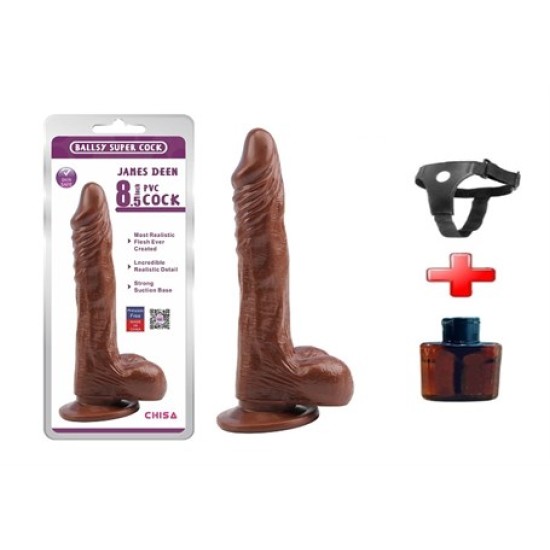 21,5 cm Belden Bağlamalı Gerçekçi Melez Dildo Penis