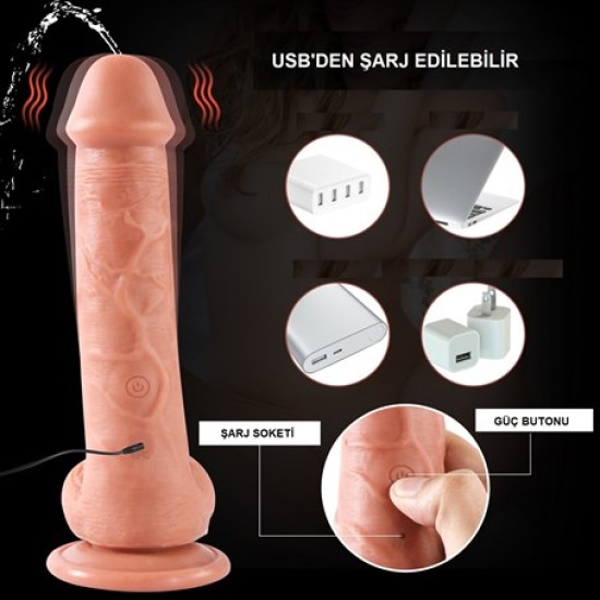 21,5 cm Uzaktan Kumandalı Su Fışkırtmalı Vantuzlu Realistik Dildo Penis