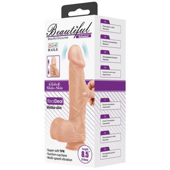 Belden Bağlamalı 21,8 cm Titreşimli Gerçekçi Kalın Dildo Penis - Bahamut