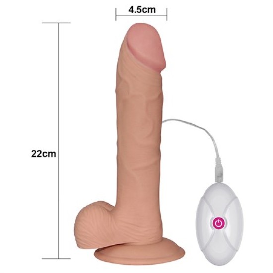 22 cm Gerçekçi Çift Katmanlı Titreşimli Silikon Penis