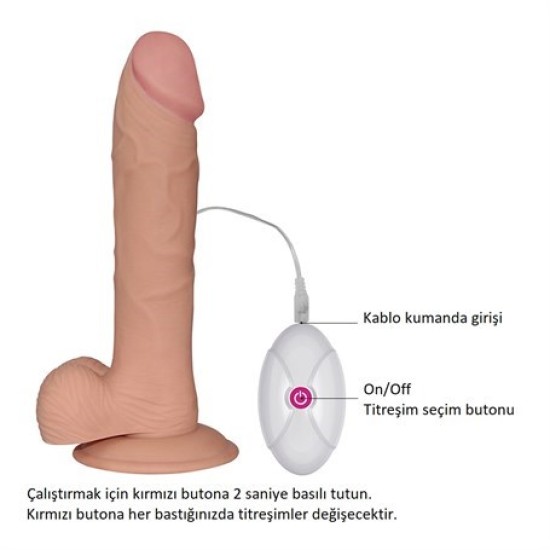 22 cm Belden Bağlamalı Gerçekçi Çift Katmanlı Titreşimli Silikon Penis