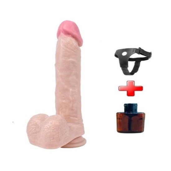 22 cm Belden Bağlamalı Realistik Vantuzlu Dildo Penis