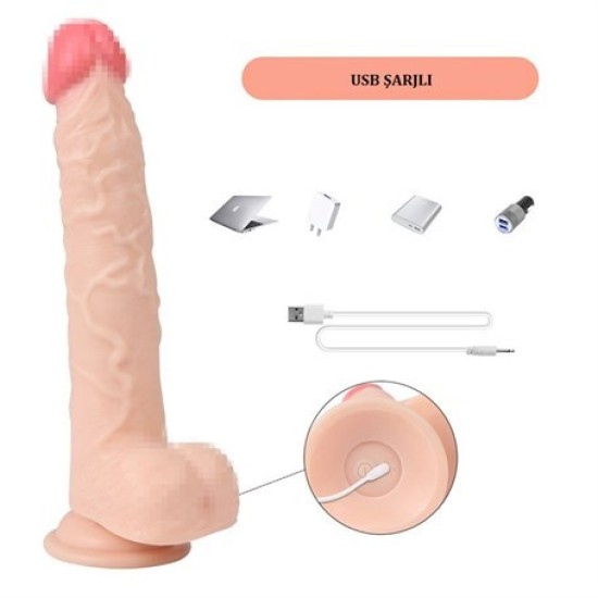 23 cm Belden Bağlamalı Titreşimli Realistik Dildo Penis Set