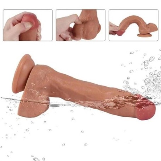 24 cm Belden Bağlamalı Su Fışkırtmalı Realistik Penis Anal Vajinal Dildo