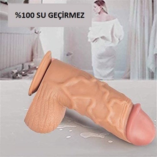 24,5 cm Belden Bağlamalı Vantuzlu Realistik Penis Anal Vajinal Dildo