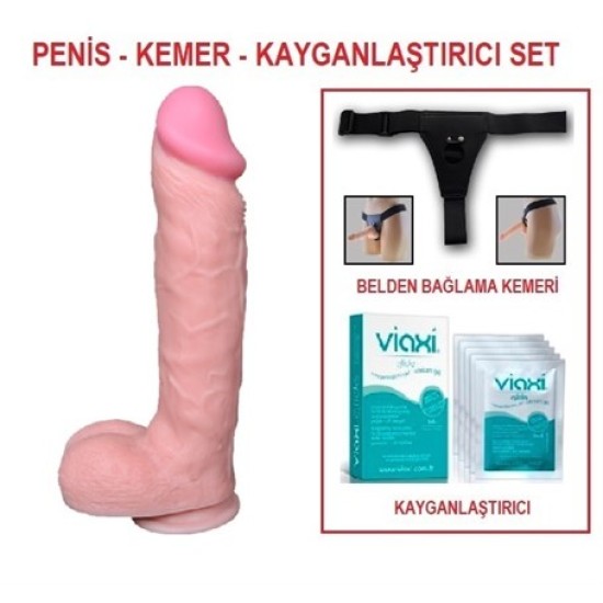 24 cm Belden Bağlamalı Realistik Dildo Penis Set