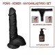 25,5 cm Belden Bağlamalı Realistik Dildo Zenci Penis Set