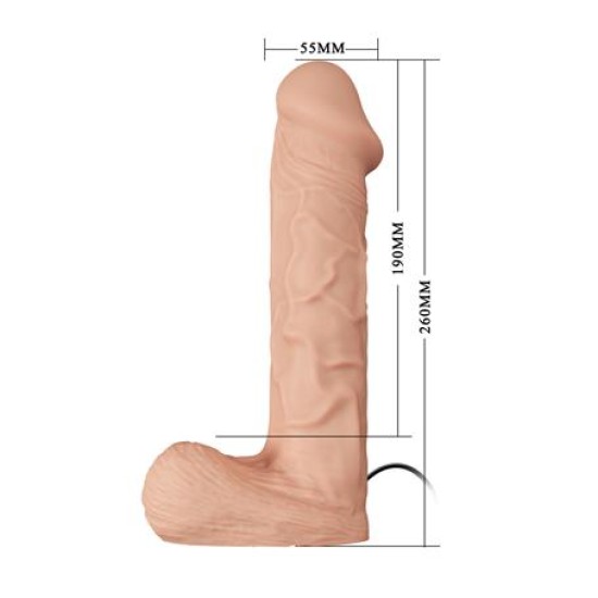 26 cm Belden Bağlamalı İçi Dolu Titreşimli Büyük Strapon Penis