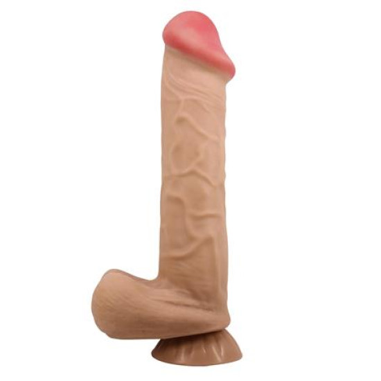 Belden Bağlamalı 26 cm Kıkırdak Yapılı Çift Katmanlı Gerçekçi Dildo Penis