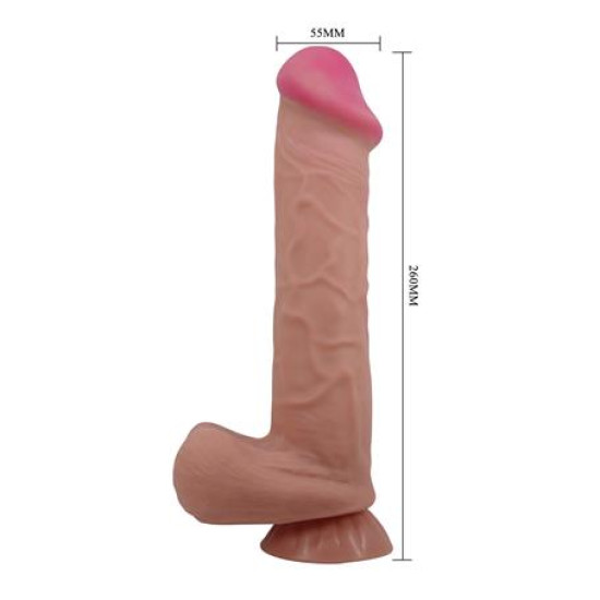 26 cm Kıkırdak Yapılı Çift Katmanlı Gerçekçi Melez Dildo Penis