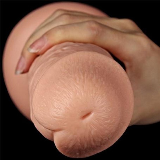 Belden Bağlamalı 28 cm Gerçekçi 10 Titreşimli Testissiz Dildo Vibratör Penis