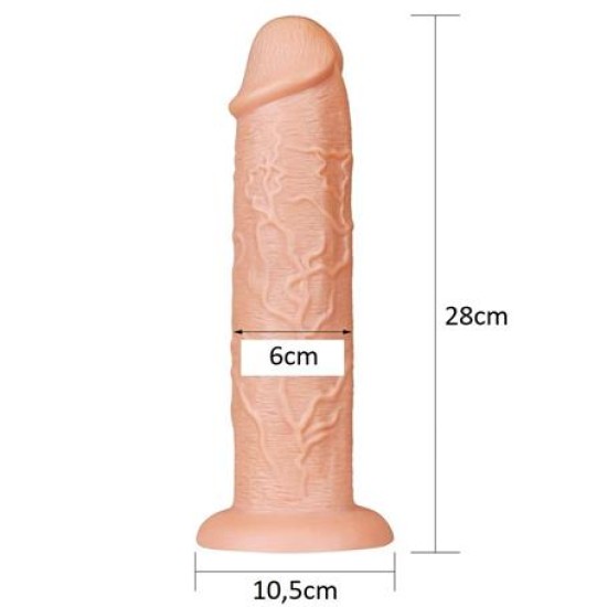 Belden Bağlamalı 28 cm Gerçekçi Testissiz Kalın Dildo Penis