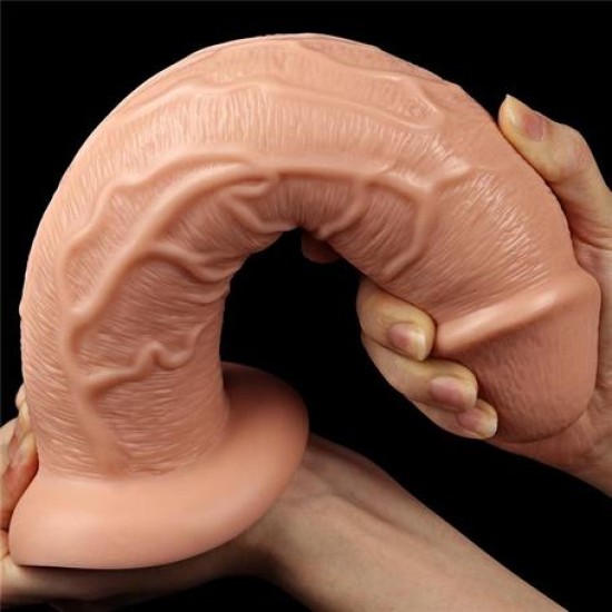 Belden Bağlamalı 28 cm Gerçekçi Testissiz Kalın Dildo Penis