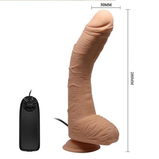 Belden Bağlamalı 28 cm Titreşimli Gerçekçi Kalın Dildo Penis - Alex