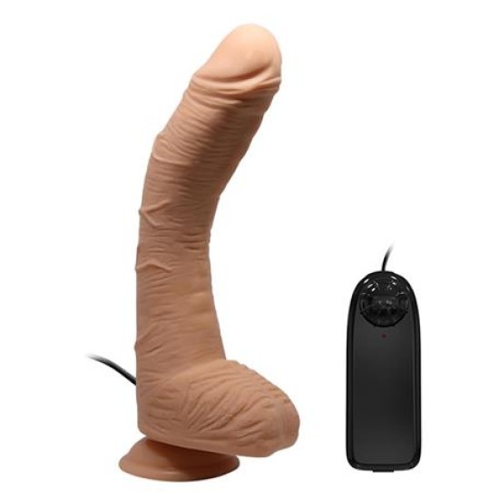 Belden Bağlamalı 28 cm Titreşimli Gerçekçi Kalın Dildo Penis - Alex