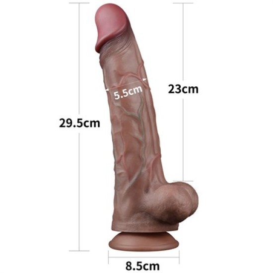 29,5 cm Belden Bağlamalı Yeni Nesil Çift Katmanlı Gerçekçi Kalın Dildo Penis