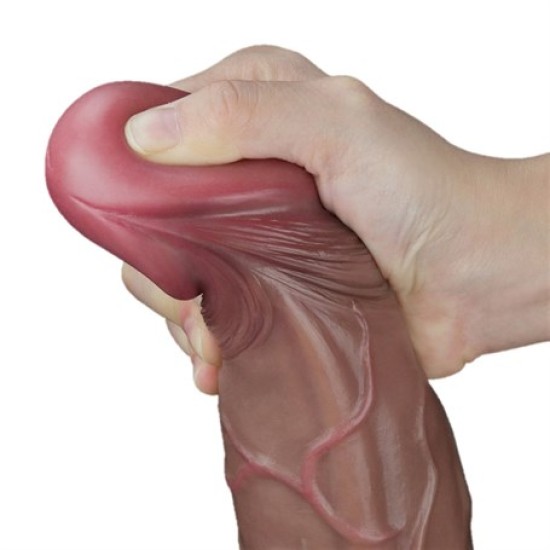 29,5 cm Belden Bağlamalı Yeni Nesil Çift Katmanlı Gerçekçi Kalın Dildo Penis