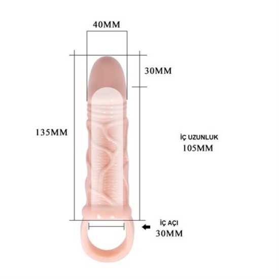 3 cm Dolgu Uzatmalı Titreşimli Penis Kılıfı Prezervatif Vibratör