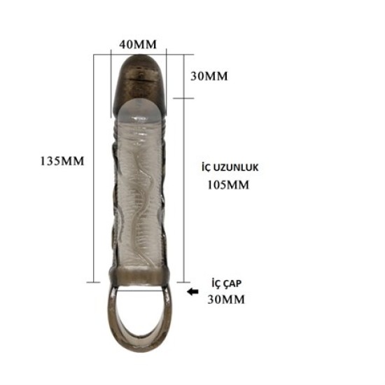 3 cm Dolgu Uzatmalı Titreşimli Zenci Penis Kılıfı Prezervatif Vibratör