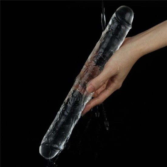 30 cm Şeffaf Çift Taraflı Realistik Dildo Anal Vajinal Penis