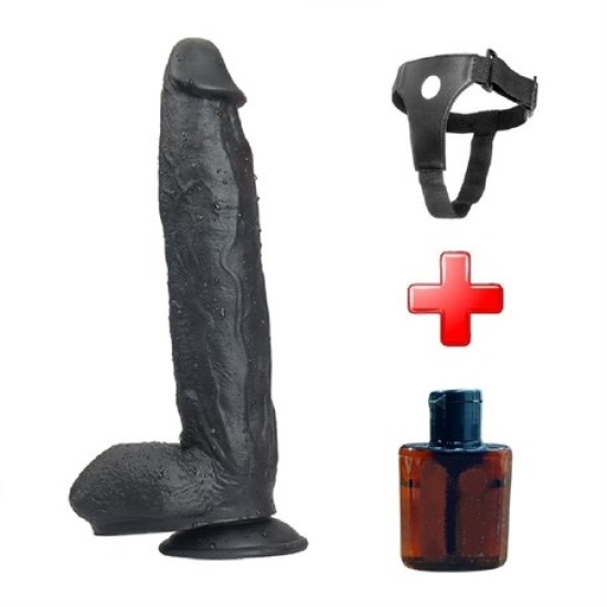 31 cm Belden Bağlamalı Vantuzlu Realistik Zenci Penis Anal Vajinal Dildo