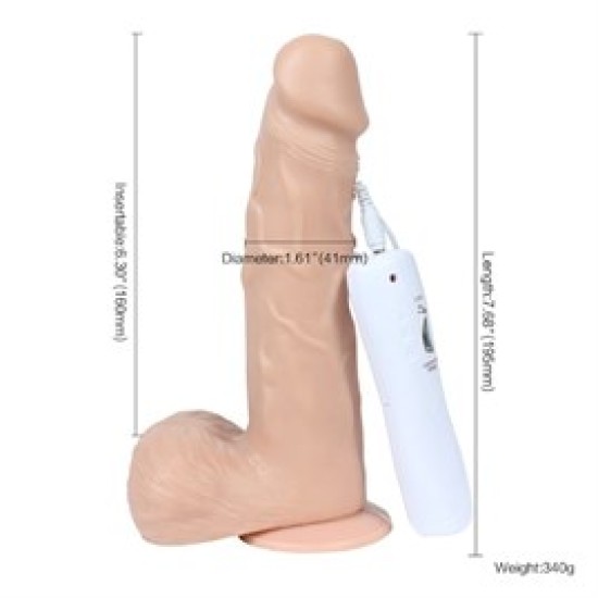 18 cm 360° Oynar Başlı Titreşimli Vibratör Realistik Penis Dildo - Mike