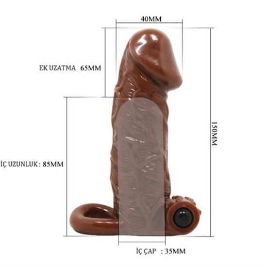 6,5 cm Uzatmalı Titreşimli Damarlı Penis Kılıfı