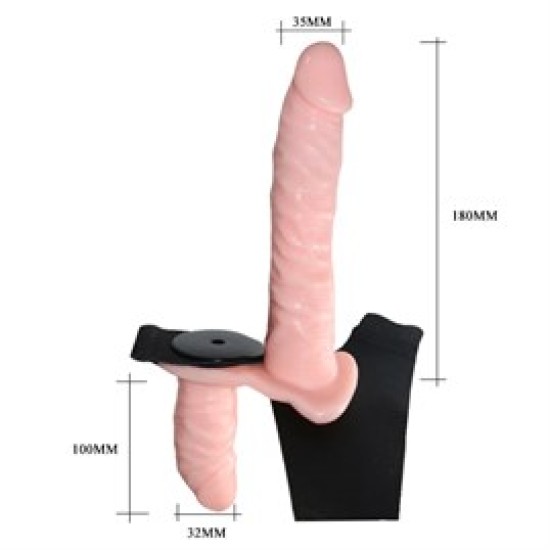 Double Belden Bağlamalı Anal Plug ve Realistik Titreşimli Penis