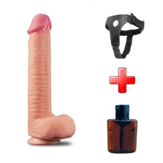 Belden Bağlamalı Yeni Nesil Çift Katmanlı 30,5 cm Realistik Dev Dildo Penis