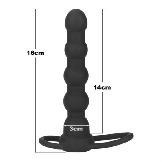 Çift Kavrama Halkalı Titreşimli 14 cm Anal Plug Vibratör Mastürbatör