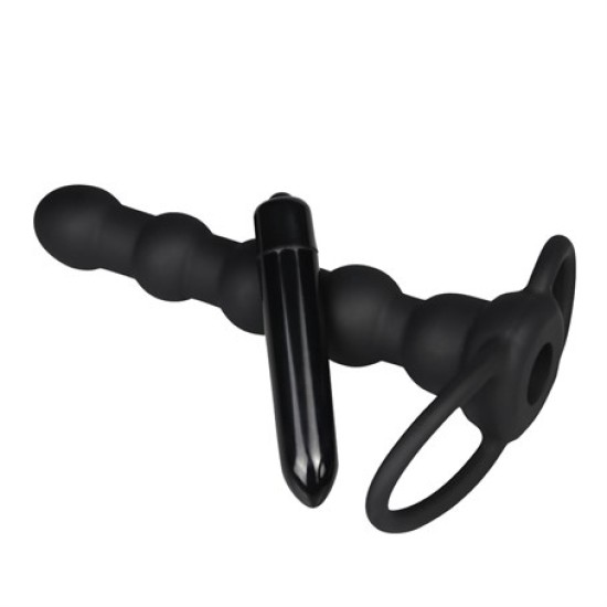 Çift Kavrama Halkalı Titreşimli 14 cm Anal Plug Vibratör Mastürbatör