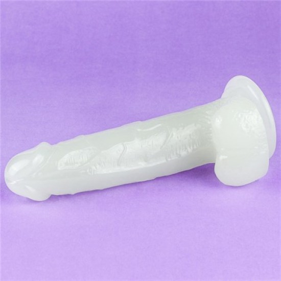 Gece Parlayan Fosforlu 19 cm Realistik Vantuzlu Şeffaf Dildo Penis