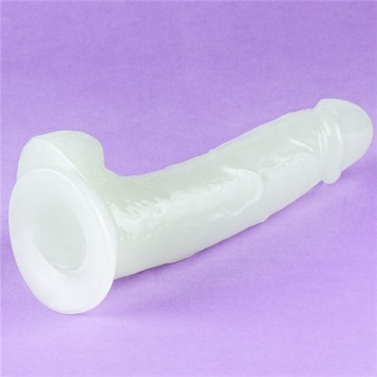 Gece Parlayan Fosforlu 19 cm Realistik Vantuzlu Şeffaf Dildo Penis