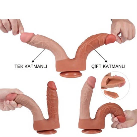 İki Uçlu Vantuzlu Yeni Nesil Realistik Çatal Dildo Penis