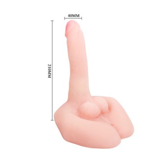 21 cm Oynar Başlı Titreşimli Sesli Çift Girişli Realistik Vibratör Masturbatör Penis